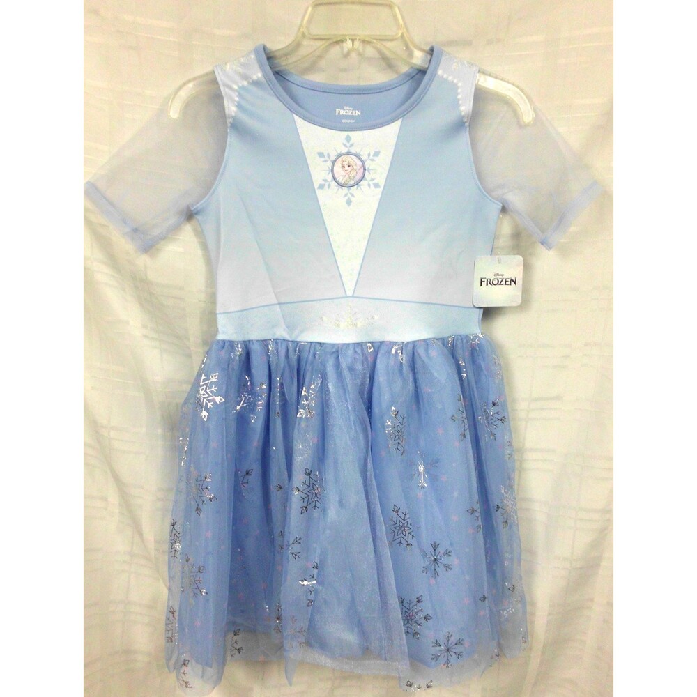 Disney Princess Elsa Frozen Girls Dress Size L 10/12 Tutu Blue Cosplay Costume
